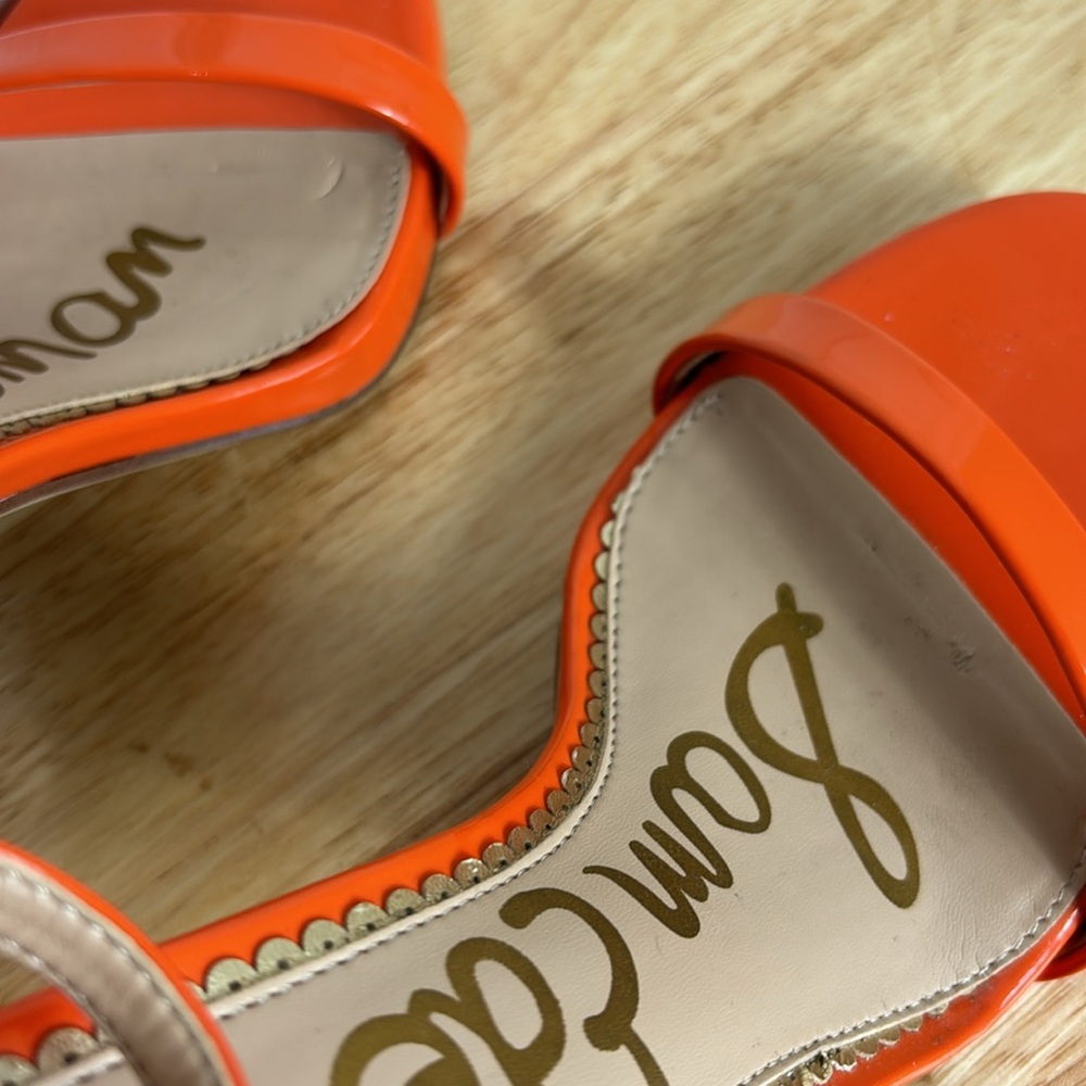 SAM EDELMAN SIZE 7.5 ARIELLA Orange open toe high heel sandals with ankle strap - Picture 8 of 13